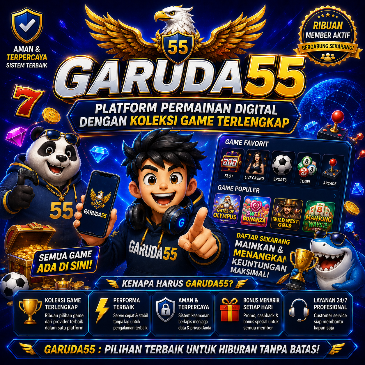 Antarmuka lobi permainan digital GARUDA55
